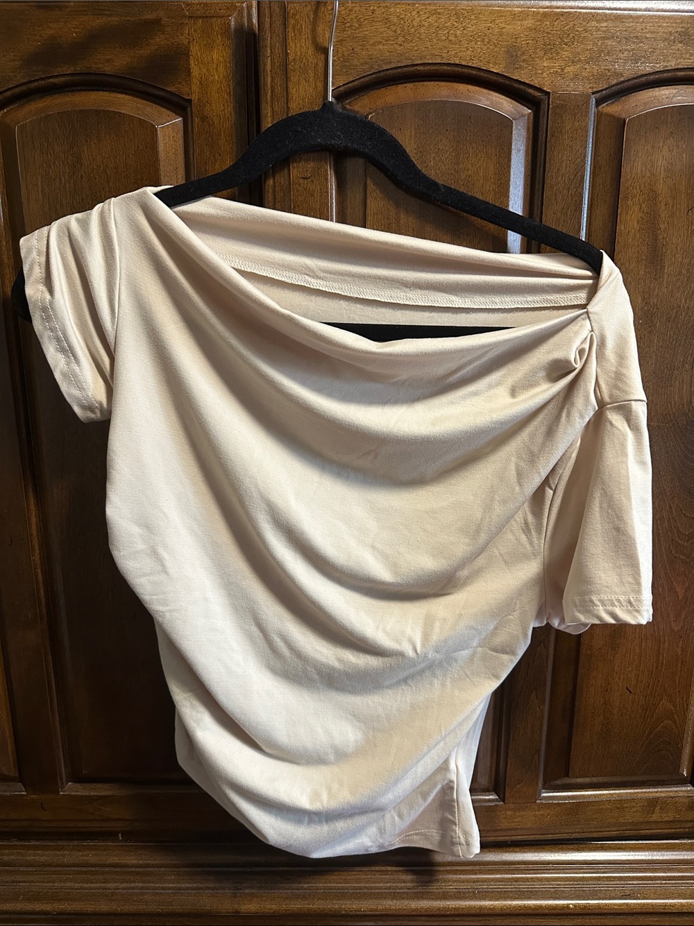 SHEIN Cream Off-Shoulder Draped Blouse